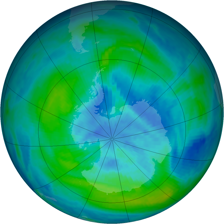 Antarctic ozone map for 17 March 1985